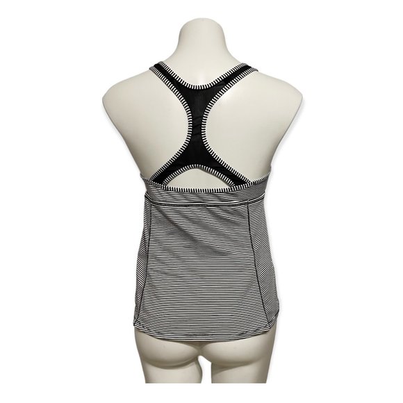 Nike Large Black and White Striped Racerback Mesh Detail Tank - Picture 3 of 5